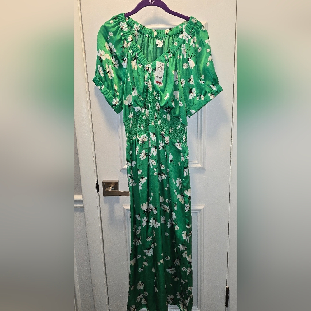 On 34th Green Floral Maxi Dress